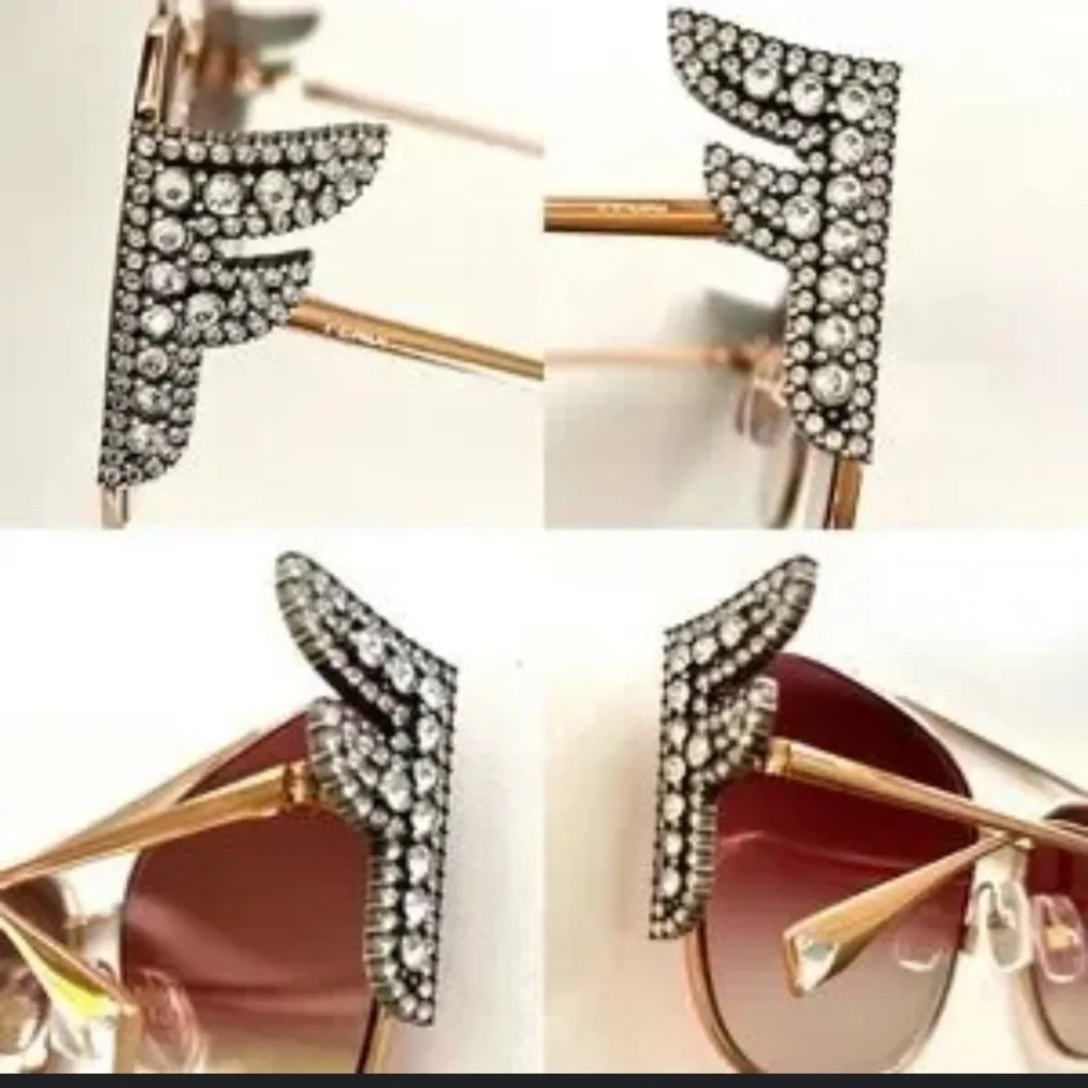 Fendi rose gold oversized freedom sunglasses Swarovski crystals 450$ casual fall